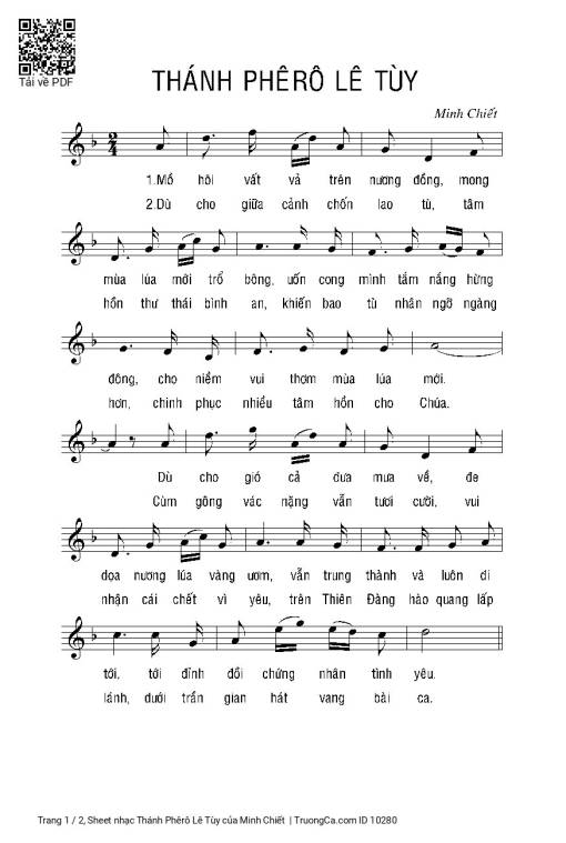 Sheet nhạc PDF bài Thánh Phêrô Lê Tùy