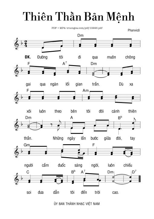 Sheet nhạc PDF bài Thiên Thần Bản Mệnh