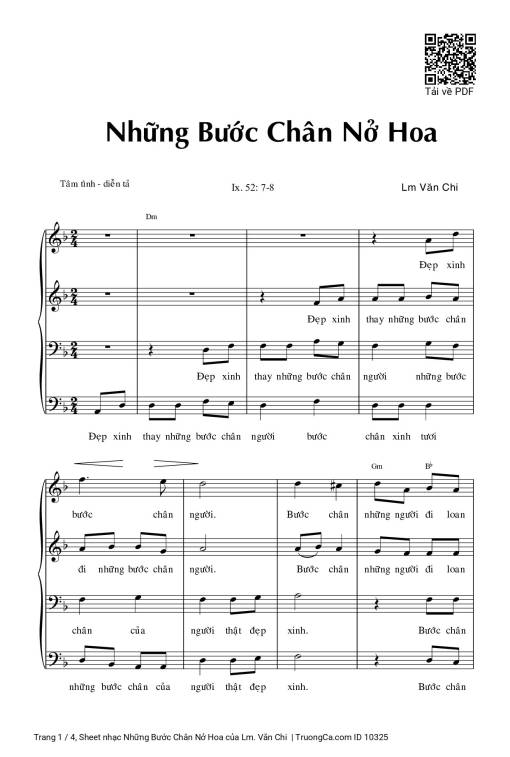 Sheet nhạc PDF bài Những Bước Chân Nở Hoa