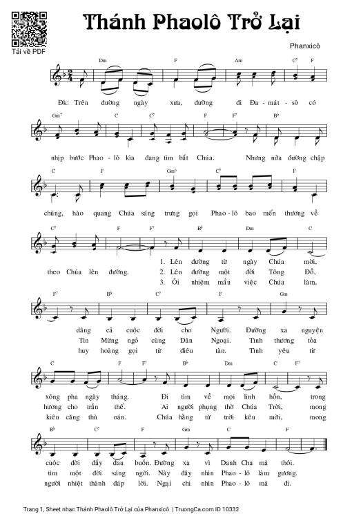 Sheet nhạc PDF bài Thánh Phaolô Trở Lại