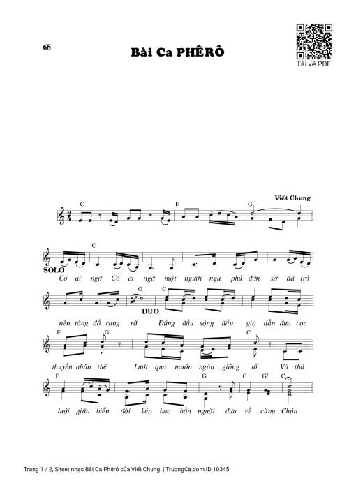 Sheet nhạc PDF bài Bài Ca Phêrô