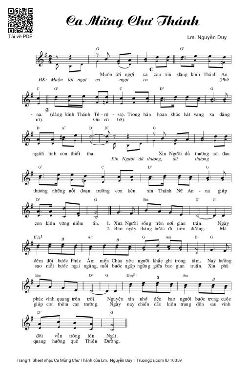 Sheet nhạc PDF bài Ca Mừng Chư Thánh