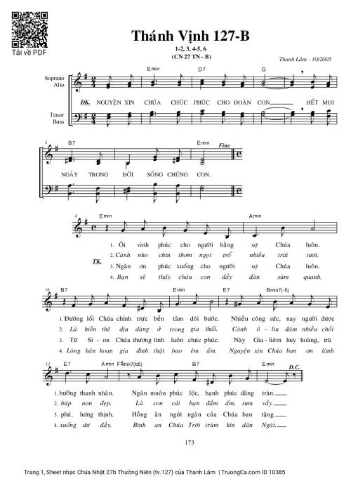 Sheet nhạc PDF bài Chúa Nhật 27b Thường Niên (tv.127)