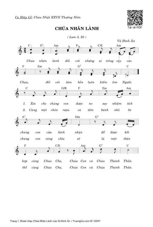 Sheet nhạc PDF bài Chúa Nhân Lành