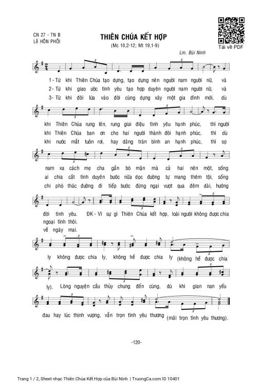 Sheet nhạc PDF bài Thiên Chúa Kết Hợp