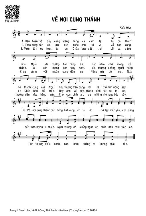 Sheet nhạc PDF bài Về Nơi Cung Thánh