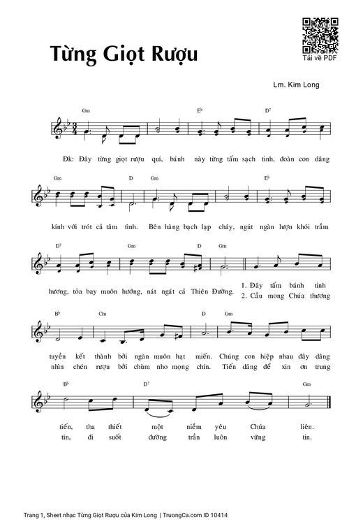 Sheet nhạc PDF bài Từng Giọt Rượu