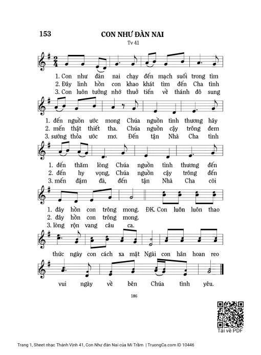 Sheet nhạc PDF bài Thánh Vịnh 41, Con Như đàn Nai