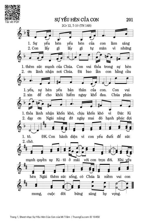 Sheet nhạc PDF bài Sự Yếu Hèn Của Con