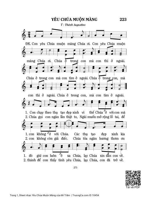 Sheet nhạc PDF bài Yêu Chúa Muộn Màng