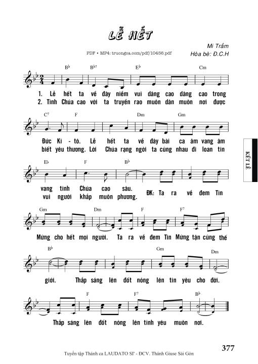 Sheet nhạc PDF bài Lễ Hết - Mi Trầm