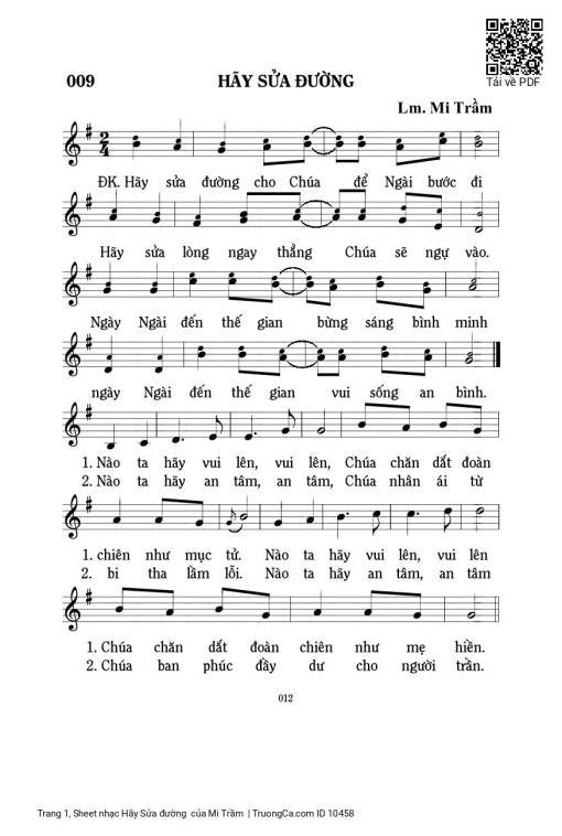 Sheet nhạc PDF bài Hãy Sửa đường 
