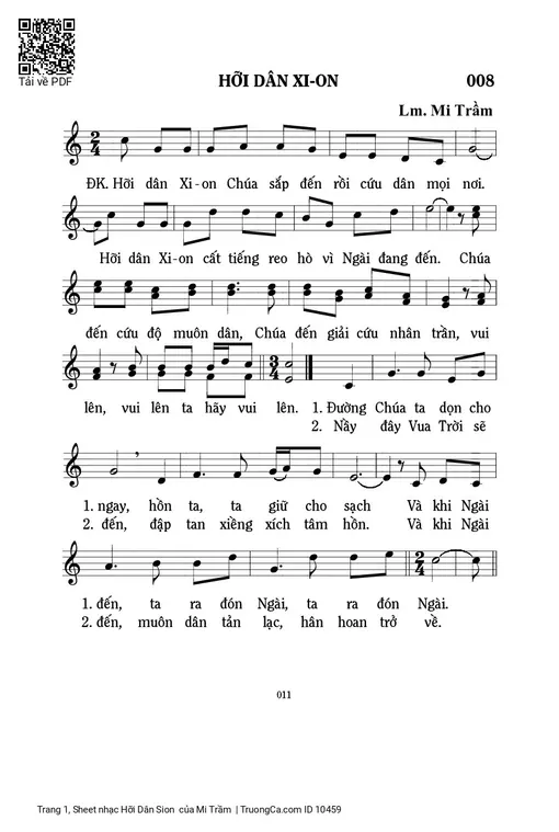 Sheet nhạc PDF bài Hỡi Dân Sion 