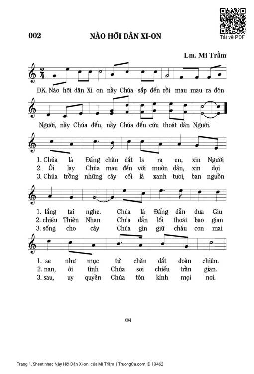 Sheet nhạc PDF bài Này Hỡi Dân Xi-on 