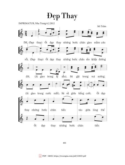 Sheet nhạc PDF bài Đẹp Thay, ôi đẹp thay