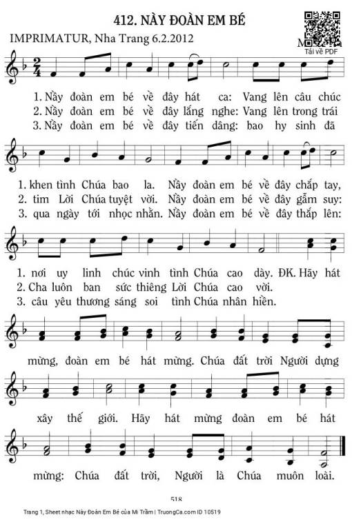 Sheet nhạc PDF bài Này đoàn Em Bé