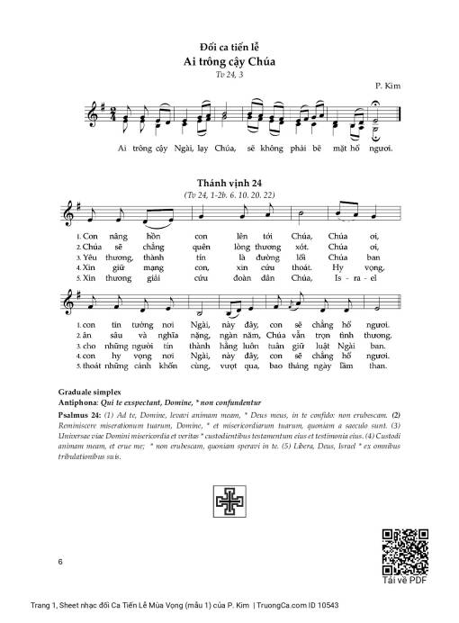 Sheet nhạc PDF bài đối Ca Tiến Lễ Mùa Vọng (mẫu 1)