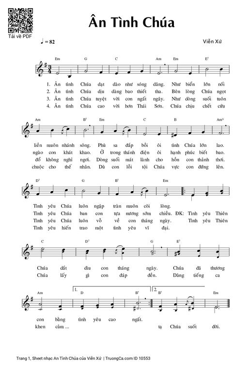 Sheet nhạc PDF bài An Tình Chúa - Viễn Xứ