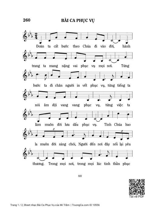 Sheet nhạc PDF bài Bài Ca Phục Vụ
