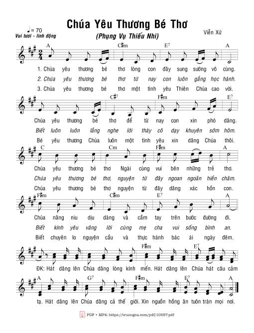 Sheet nhạc PDF bài Chúa Yêu Thương Bé Thơ