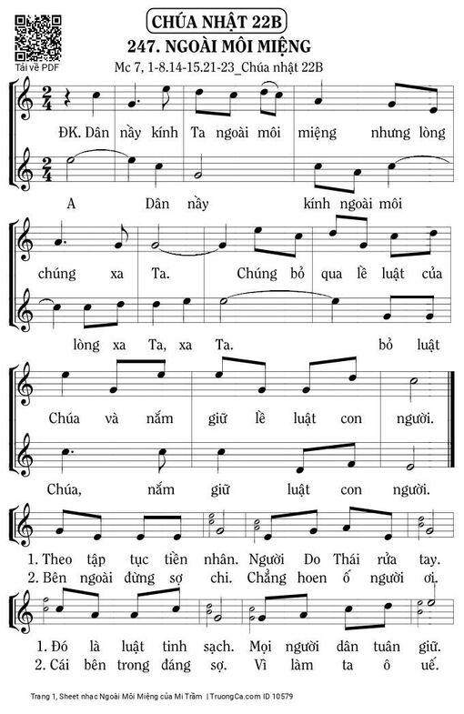 Sheet nhạc PDF bài Ngoài Môi Miệng