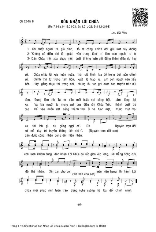 Sheet nhạc PDF bài đón Nhận Lời Chúa