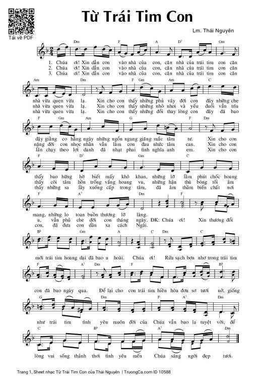 Sheet nhạc PDF bài Từ Trái Tim Con