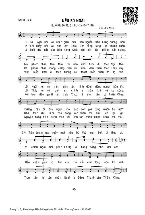 Sheet nhạc PDF bài Nếu Bỏ Ngài