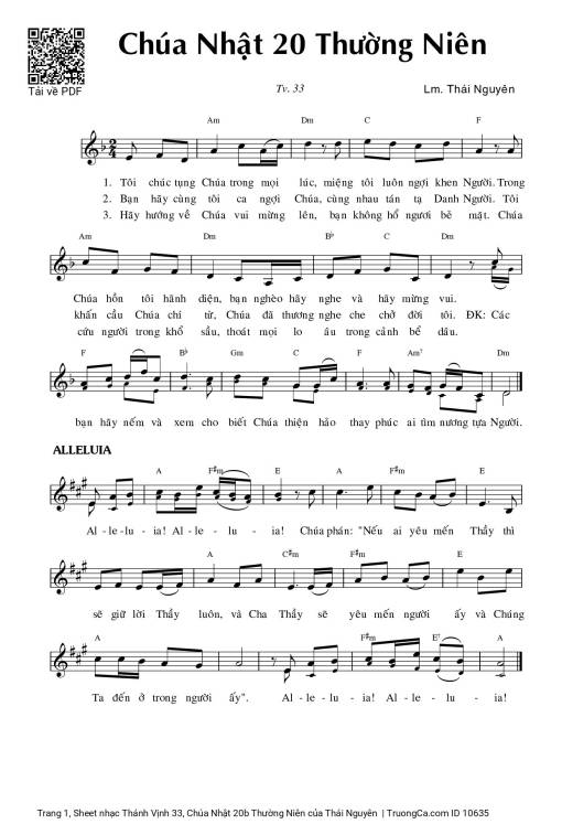 Sheet nhạc PDF bài Thánh Vịnh 33
