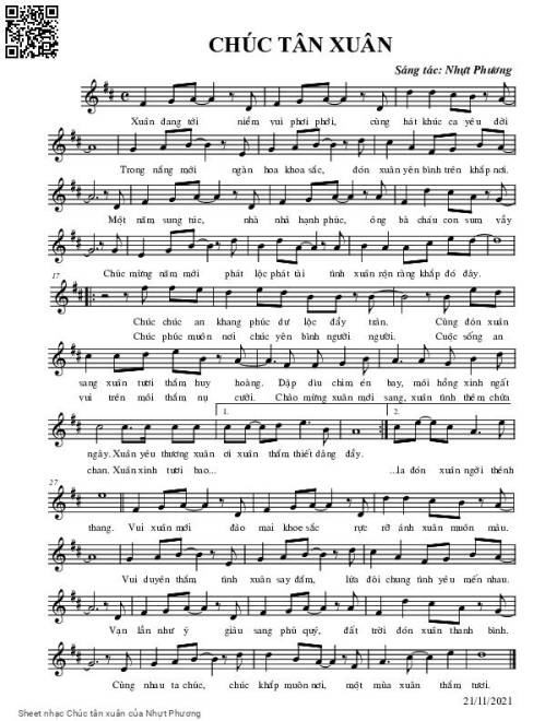 Sheet nhạc PDF bài Chúc tân xuân