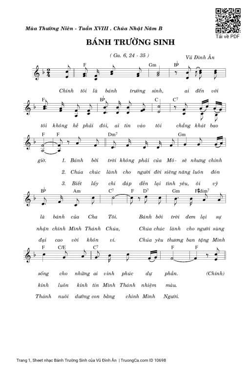 Sheet nhạc PDF bài Bánh Trường Sinh