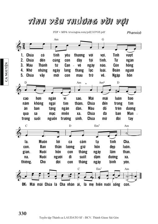 Sheet nhạc PDF bài Tình Yêu Thương Vời Vợi