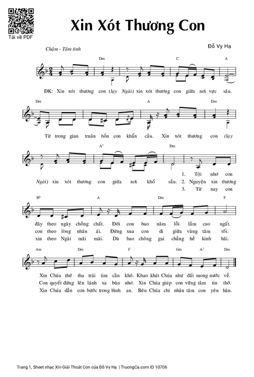 Sheet nhạc PDF bài Xin Giải Thoát Con