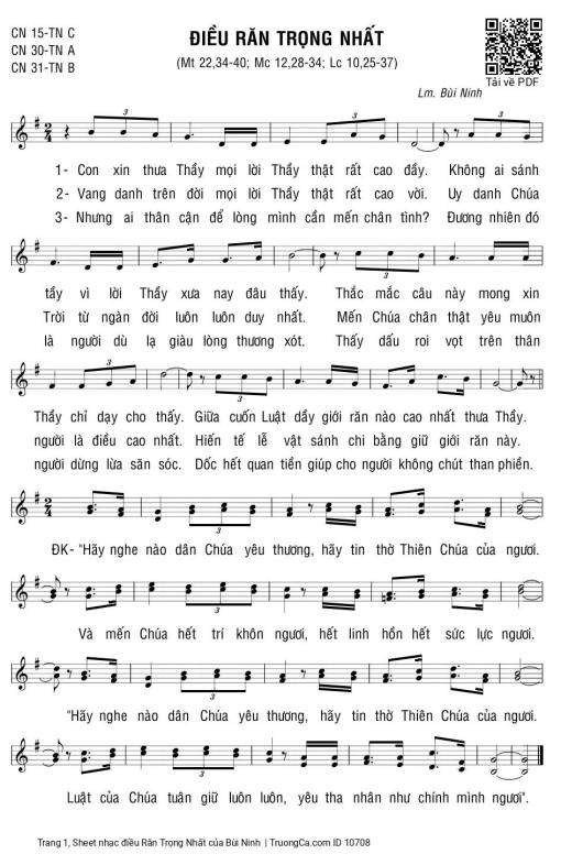 Sheet nhạc PDF bài điều Răn Trọng Nhất
