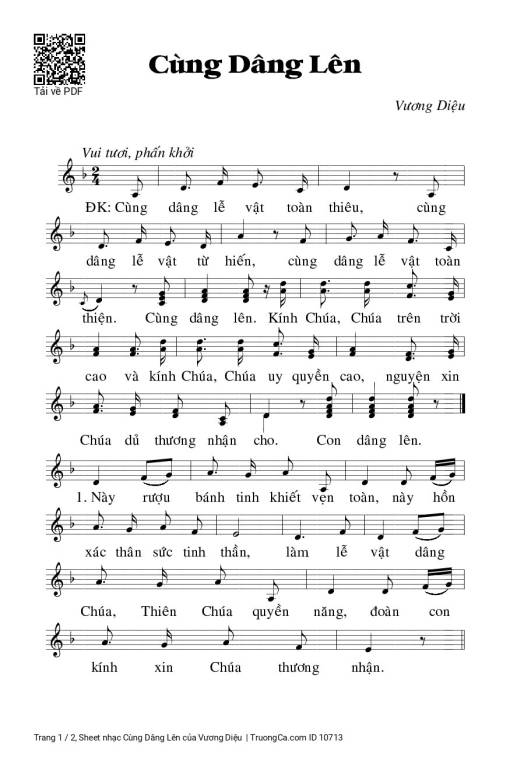 Sheet nhạc PDF bài Cùng Dâng Lên