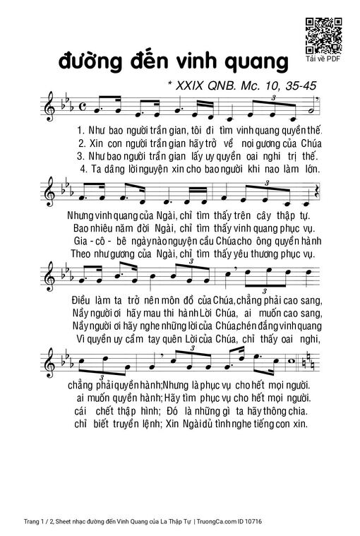 Sheet nhạc PDF bài đường đến Vinh Quang