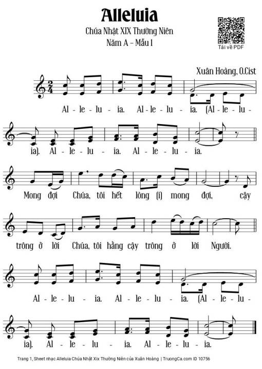 Alleluia Chúa Nhật XIX Thường Niên