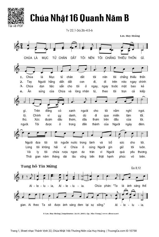 Thánh Vịnh 22, Chúa Nhật 16b Thường Niên