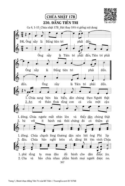 Sheet nhạc PDF bài đấng Tiên Tri
