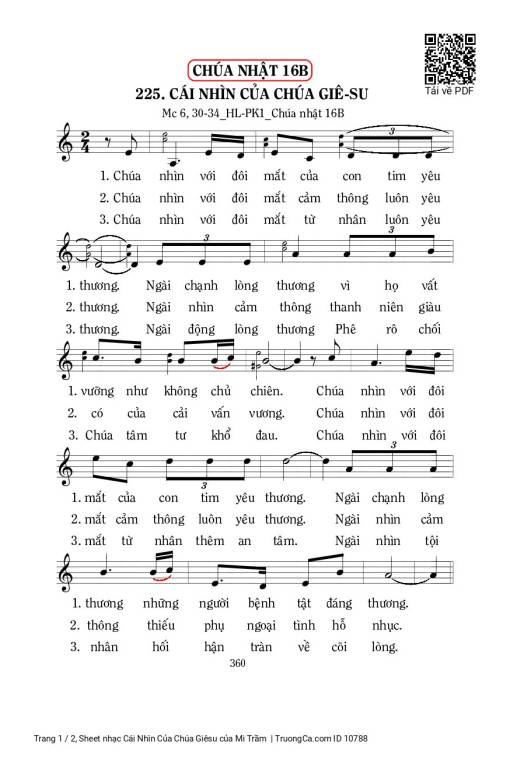 Sheet nhạc PDF bài Cái Nhìn Của Chúa Giêsu