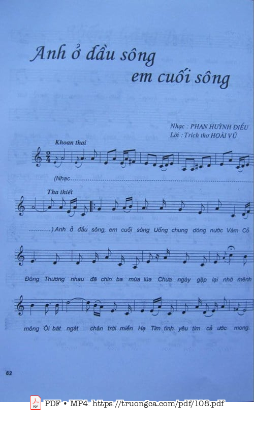 Sheet nhạc PDF bài Anh ở đầu sông em cuối sông