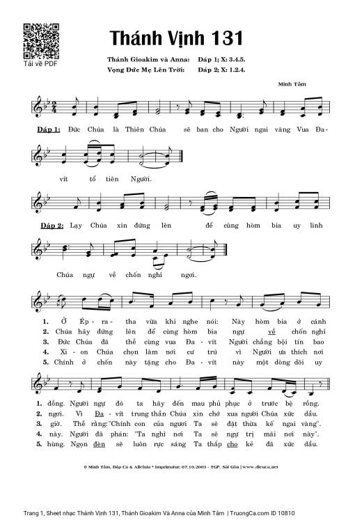 Thánh Vịnh 131, Thánh Gioakim Và Anna