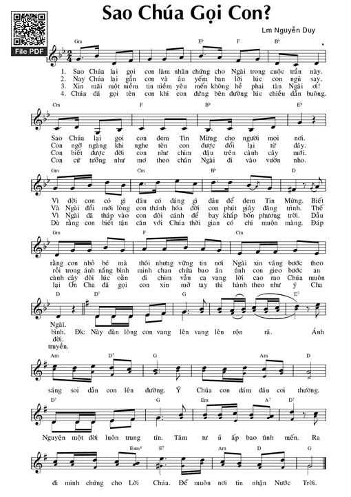 Sheet nhạc PDF bài Sao Chúa Gọi Con