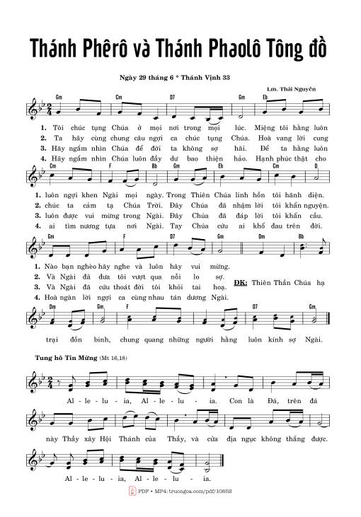 Sheet nhạc PDF bài Thánh Vịnh 33, Thánh Phêrô Và Thánh Phaolô Tông đồ 29.06