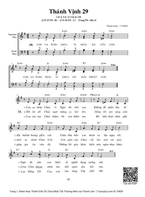 Thánh Vịnh 29, Chúa Nhật 13b Thường Niên