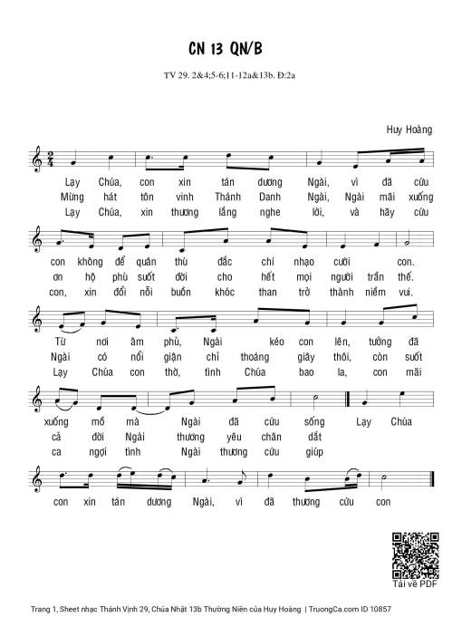 Thánh Vịnh 29, Chúa Nhật 13b Thường Niên