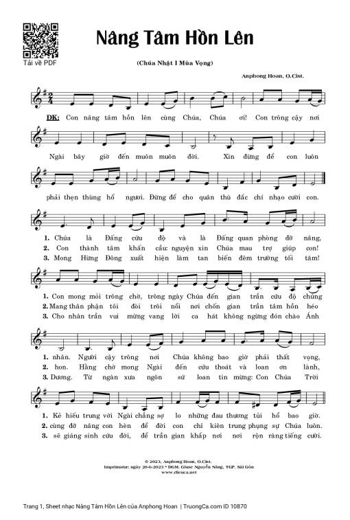 Sheet nhạc PDF bài Nâng Tâm Hồn Lên