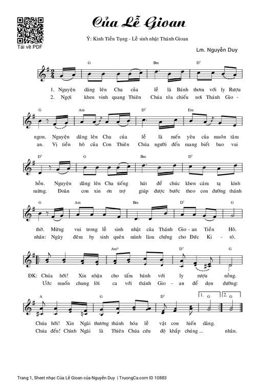 Của Lễ Gioan - Nguyễn Duy