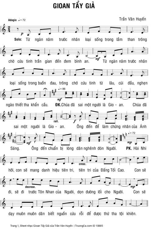 Sheet nhạc PDF bài Gioan Tẩy Giả