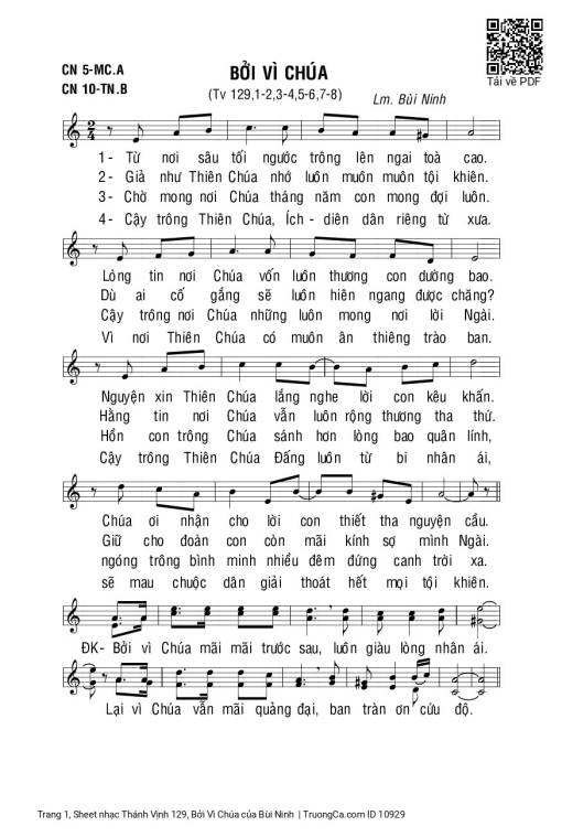 Thánh Vịnh 129, Bởi Vì Chúa